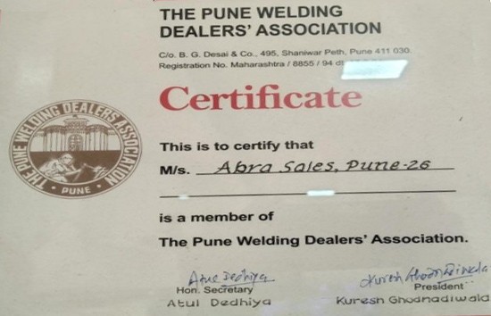 Dealers Association Certificate